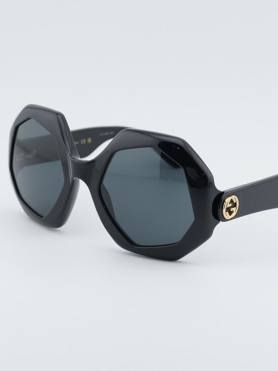 Gucci GG1242S 001 Women Sunglasses Black Geometric Frame, Grey Lenses main image 5